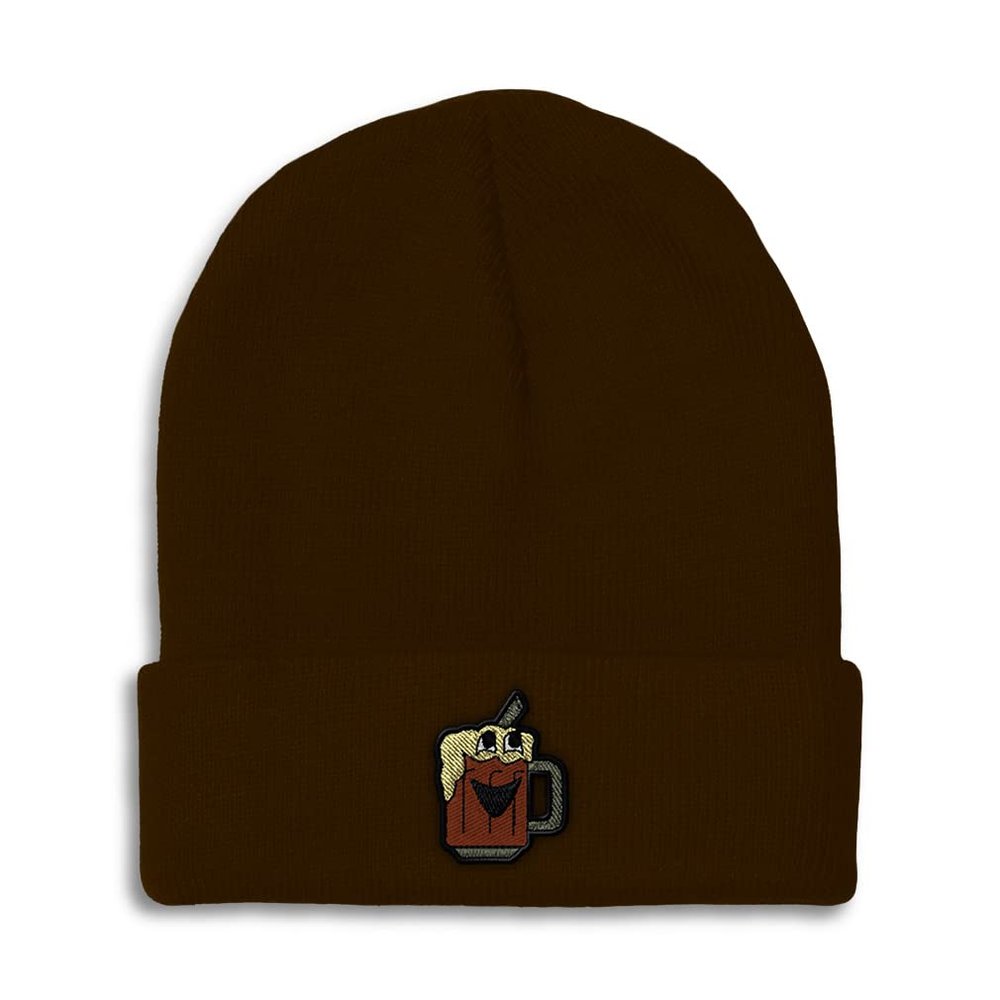 Speedy Pros Beanies for Men Root Beer Embroidery Beer Root Beer Winter Hats for Women Acrylic Skull Cap 1 Size Brown Design Only