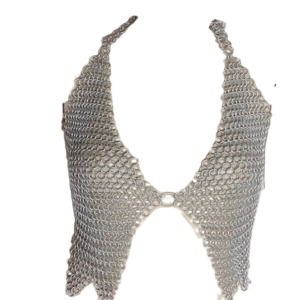Chainmail Top Aluminum Chainmail Bra Top Armor Medieval Top Halter Bra Chainmail Aluminum Chain Mail BY R S TRADING CO (Large)