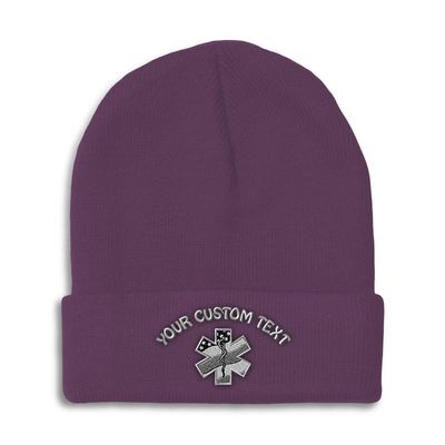 Custom Beanies for Men Paramedic A Skull Cap Winter Hats for Women Acrylic One Size Purple Personalized Text Here