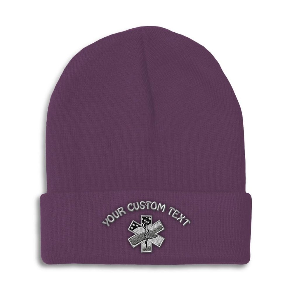 Custom Beanies for Men Paramedic A Skull Cap Winter Hats for Women Acrylic One Size Purple Personalized Text Here