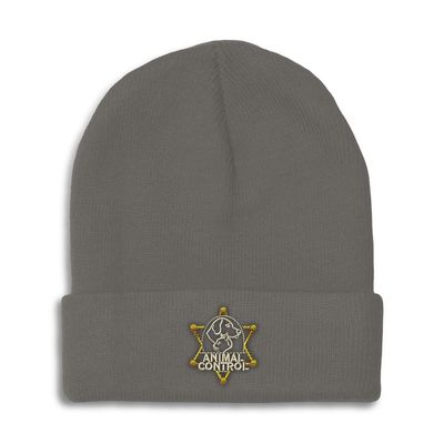 Beanies for Men Animal Control A Embroidery Skull Cap Winter Hats for Women Acrylic One Size Dark Grey Design Only