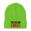 Custom Beanies for Men Ohio State USA America B Embroidery Skull Cap Winter Hats for Women Acrylic One Size Lime Personalized Text Here view 1