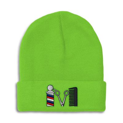 Speedy Pros Beanies for Men Barber Logo Embroidery Skull Cap Winter Hats for Women Acrylic One Size Lime Design Only