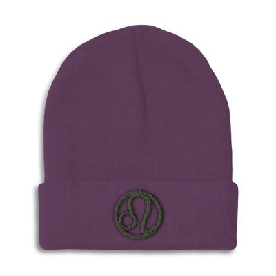 Beanies for Men Leo Embroidery Zodiac Leo Winter Hats for Women Acrylic Skull Cap 1 Size Purple Design Only