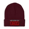 Custom Beanies for Men Ohio State USA America B Embroidery Skull Cap Winter Hats for Women Acrylic One Size Burgundy Personalized Text Here view 1