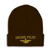 Beanies for Men Drone Pilot Gold Embroidery Skull Cap Winter Hats for Women Acrylic One Size Brown Design Only view 1