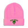 Beanies for Men Alien Stay Weird Embroidery Skull Cap Winter Hats for Women Acrylic One Size Soft Pink Design Only view 1