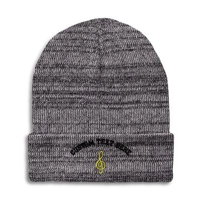 Custom Beanies for Men Treble Clef Embroidery Symbols Treble Clef Winter Hats for Women Acrylic Skull Cap 1 Size Heather Grey Personalized Text Here