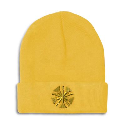 Beanies for Men Firefighter Chief Gold Embroidery Skull Cap Winter Hats for Women Acrylic One Size Yellow Design Only
