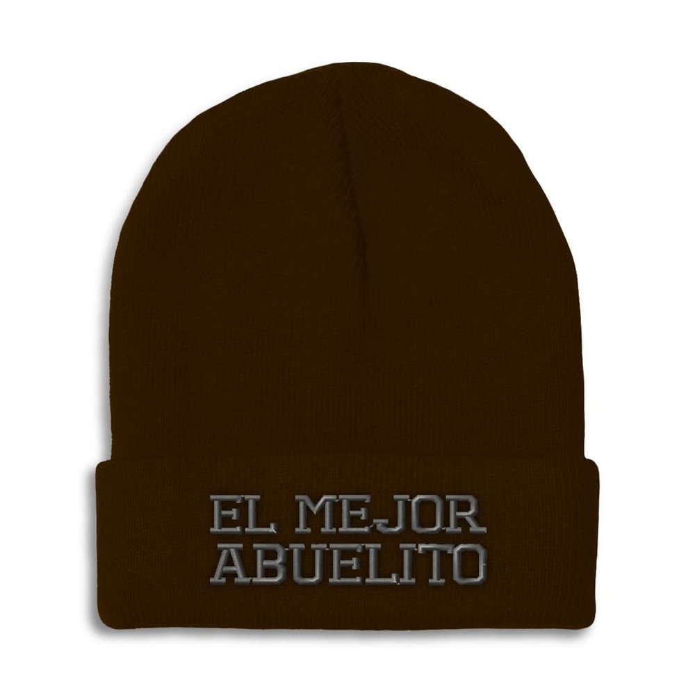 Beanies for Men El Mejor Abuelito Grandpa A Embroidery Grandpa Grandfather Celebration Winter Hats for Women Acrylic Skull Cap 1 Size Brown Design Only