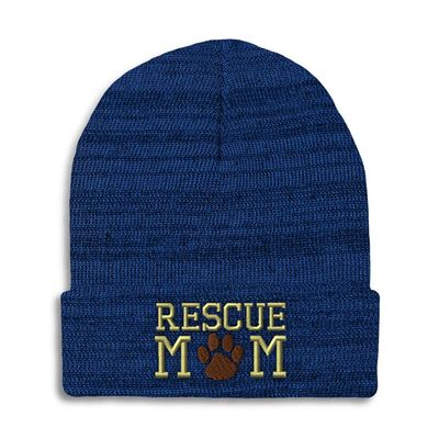 Beanies for Men Rescue Mom Dogs Cats A Embroidery Dogs Paw Winter Hats for Women Acrylic Skull Cap 1 Size Heather Royal Blue Design Only