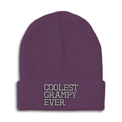 Beanies for Men Coolest Grampy Ever Grandfather Pops Skull Cap Winter Hats for Women Acrylic One Size Purple Design Only