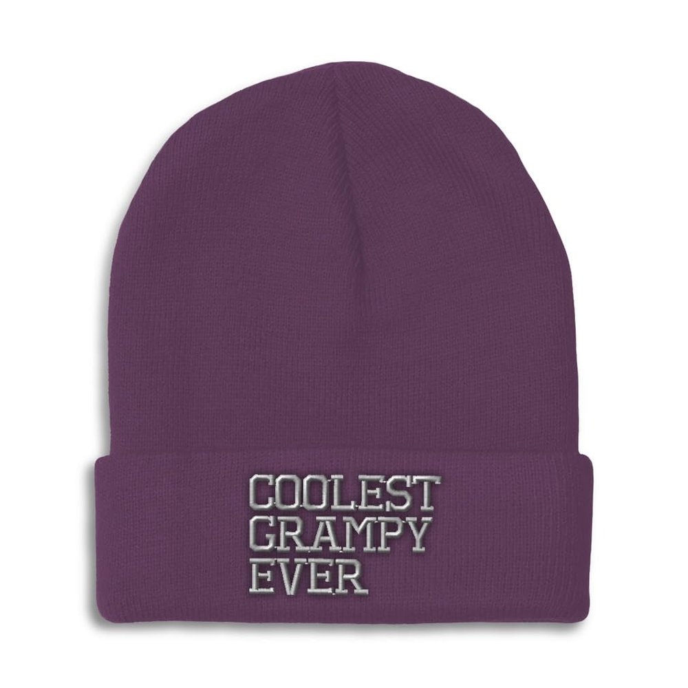 Beanies for Men Coolest Grampy Ever Grandfather Pops Skull Cap Winter Hats for Women Acrylic One Size Purple Design Only