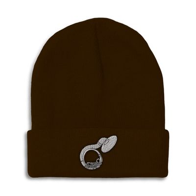 Speedy Pros Beanies for Men Sousaphone Music A Embroidery General Music Sousaphone Music #1 Winter Hats for Women Acrylic Skull Cap 1 Size Brown Design Only