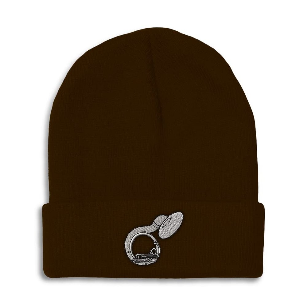 Speedy Pros Beanies for Men Sousaphone Music A Embroidery General Music Sousaphone Music #1 Winter Hats for Women Acrylic Skull Cap 1 Size Brown Design Only