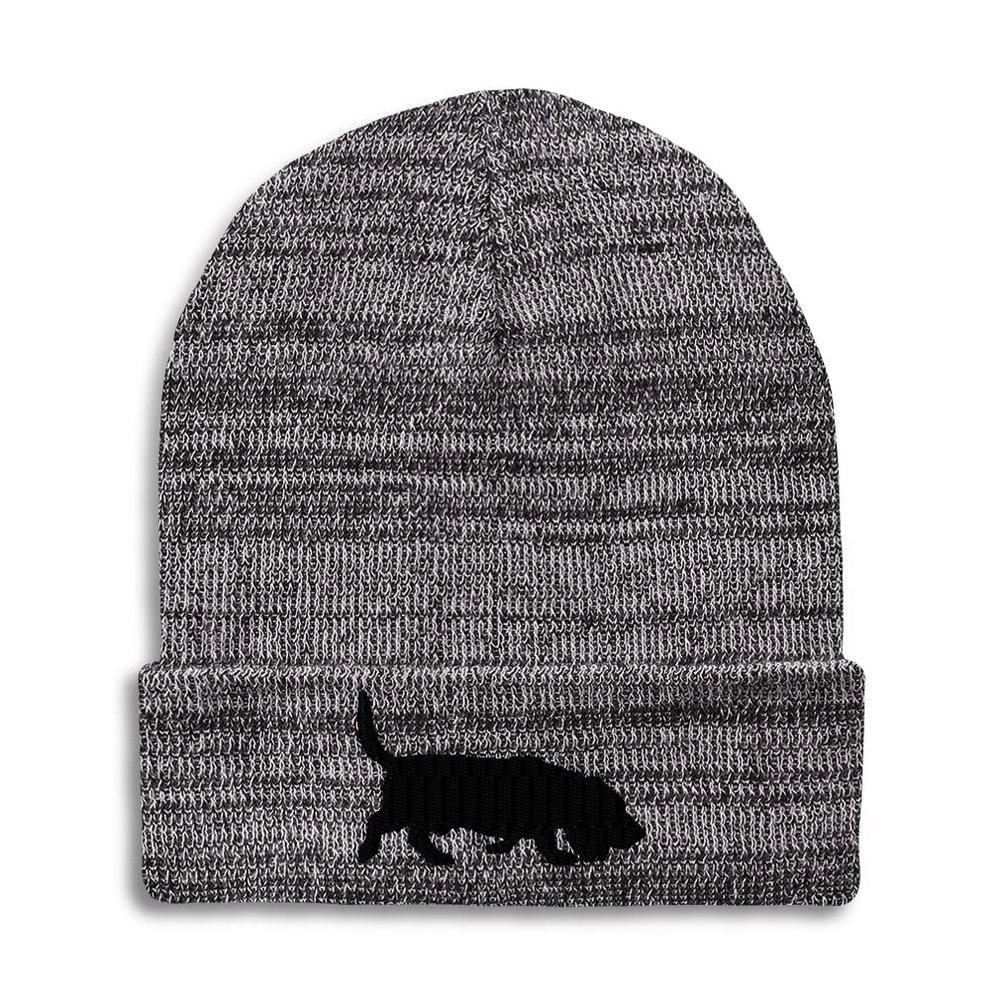Beanies for Men Basset Hound Dog Silhouette Embroidery Dogs Winter Hats for Women Acrylic Skull Cap 1 Size Heather Grey Design Only