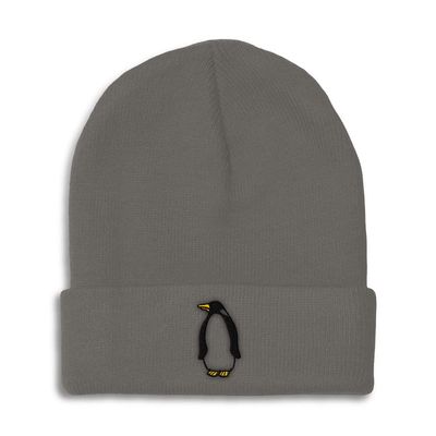 Beanies for Men Penguin A Embroidery Wild Animals Penguin Winter Hats for Women Acrylic Skull Cap 1 Size Dark Grey Design Only