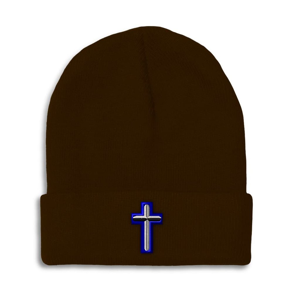 Speedy Pros Beanies for Men Air Force Christian Chaplain Embroidery Insignias Air Force Christian Chaplain Embroidery Winter Hats for Women Acrylic Skull Cap 1 Size Brown Design Only