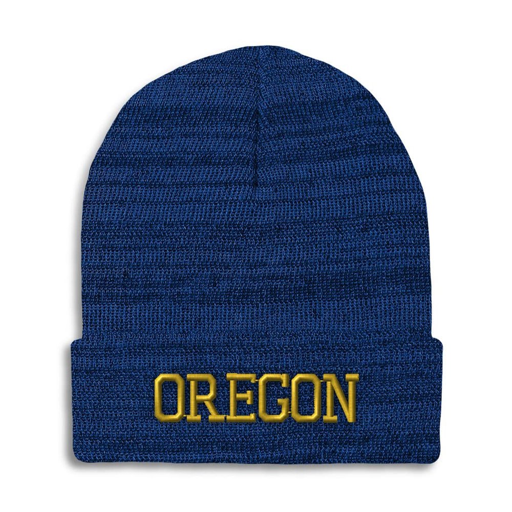 Beanies for Men Oregon State USA America Embroidery State Map Names United States Winter Hats for Women Acrylic Skull Cap 1 Size Heather Royal Blue Design Only