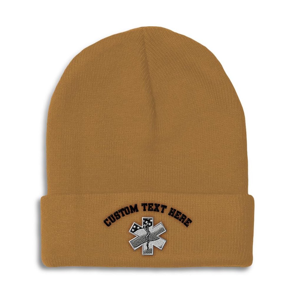 Custom Beanies for Men Paramedic A Skull Cap Winter Hats for Women Acrylic One Size Khaki Personalized Text Here