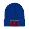 Custom Beanies for Men Ohio State USA America B Embroidery Skull Cap Winter Hats for Women Acrylic One Size Royal Blue Personalized Text Here view 1