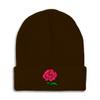 Speedy Pros Beanies for Men Plants Fringe Flower Roses Embroidery Flowers and Plants Rose Winter Hats for Women Acrylic Skull Cap 1 Size Brown Design Only view 1