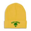 Beanies for Men Alien Stay Weird Embroidery Skull Cap Winter Hats for Women Acrylic One Size Yellow Design Only