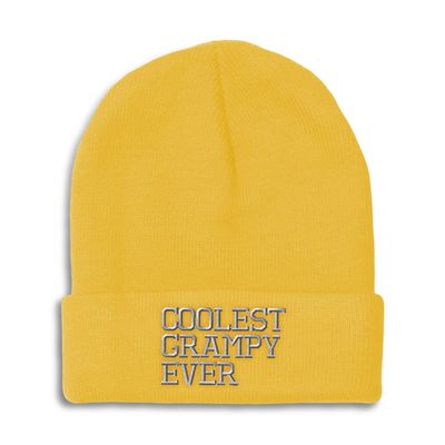 Beanies for Men Coolest Grampy Ever Grandfather Pops Skull Cap Winter Hats for Women Acrylic One Size Yellow Design Only