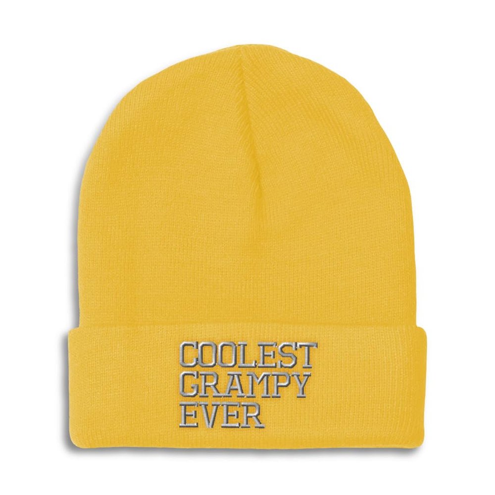 Beanies for Men Coolest Grampy Ever Grandfather Pops Skull Cap Winter Hats for Women Acrylic One Size Yellow Design Only