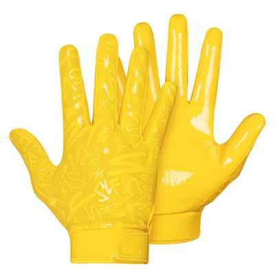 SLEEFS Youth Football Gloves for Boys and Girls, Lemon Yellow Sticky Receiver Flag Football Gloves for Youth, Adult Men or Women, Stretch Fit, No Slip, Perfect Grip, Machine Washable, Small