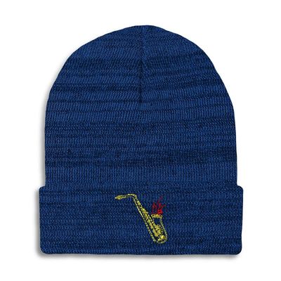 Speedy Pros Beanies for Men Alto Saxophone Embroidery General Music Alto Saxophone Embroidery Winter Hats for Women Acrylic Skull Cap 1 Size Heather Royal Blue Design Only