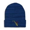 Speedy Pros Beanies for Men Alto Saxophone Embroidery General Music Alto Saxophone Embroidery Winter Hats for Women Acrylic Skull Cap 1 Size Heather Royal Blue Design Only view 1