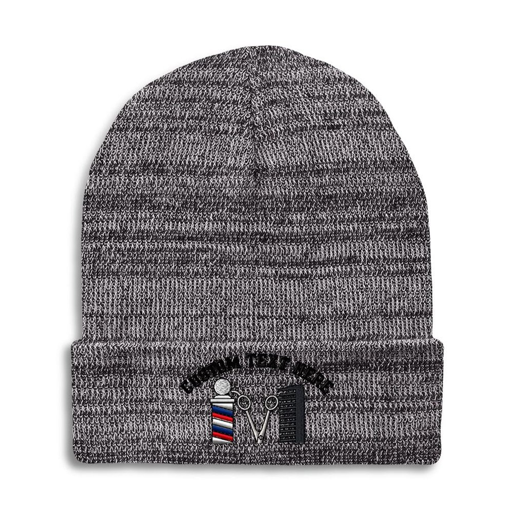 Custom Beanies for Men Barber Logo Embroidery Skull Cap Winter Hats for Women Acrylic One Size Heather Grey Personalized Text Here