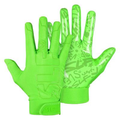 SLEEFS Youth Football Gloves for Boys and Girls, Neon Green Sticky Receiver Flag Football Gloves for Youth, Adult Men or Women, Stretch Fit, No Slip, Perfect Grip, Machine Washable, Extra Extra Large