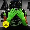 SLEEFS Youth Football Gloves for Boys and Girls, Neon Green Sticky Receiver Flag Football Gloves for Youth, Adult Men or Women, Stretch Fit, No Slip, Perfect Grip, Machine Washable, Extra Extra Large view 2