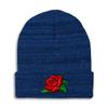 Speedy Pros Beanies for Men Rose Flower A Embroidery Skull Cap Winter Hats for Women Acrylic One Size Heather Royal Blue Design Only view 1