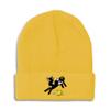 Beanies for Men Cow Jumping Over The Moon Embroidery Farm and Domesticated Animals Tail Winter Hats for Women Acrylic Skull Cap 1 Size Yellow Design Only view 1