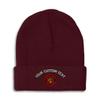 Custom Beanies for Men Maltese Cross Firefighter Embroidery Skull Cap Winter Hats for Women Acrylic One Size Burgundy Personalized Text Here view 1
