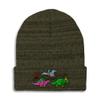 Speedy Pros Beanies for Men Pre-Historic Dinosaurs Embroidery Skull Cap Winter Hats for Women Acrylic One Size Heather Olive Green Design Only view 1