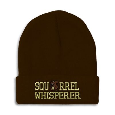 Beanies for Men Squirrel Whisperer B Embroidery Wild Animals Lawn Winter Hats for Women Acrylic Skull Cap 1 Size Brown Design Only