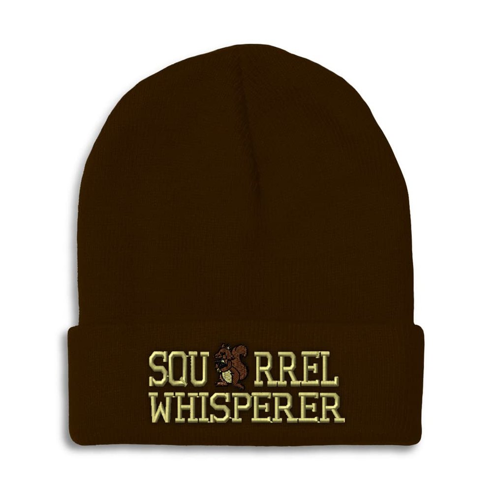 Beanies for Men Squirrel Whisperer B Embroidery Wild Animals Lawn Winter Hats for Women Acrylic Skull Cap 1 Size Brown Design Only