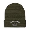 Custom Beanies for Men Faith Christian Cross Embroidery Christian Crucifix Winter Hats for Women Acrylic Skull Cap 1 Size Heather Olive Green Personalized Text Here view 1