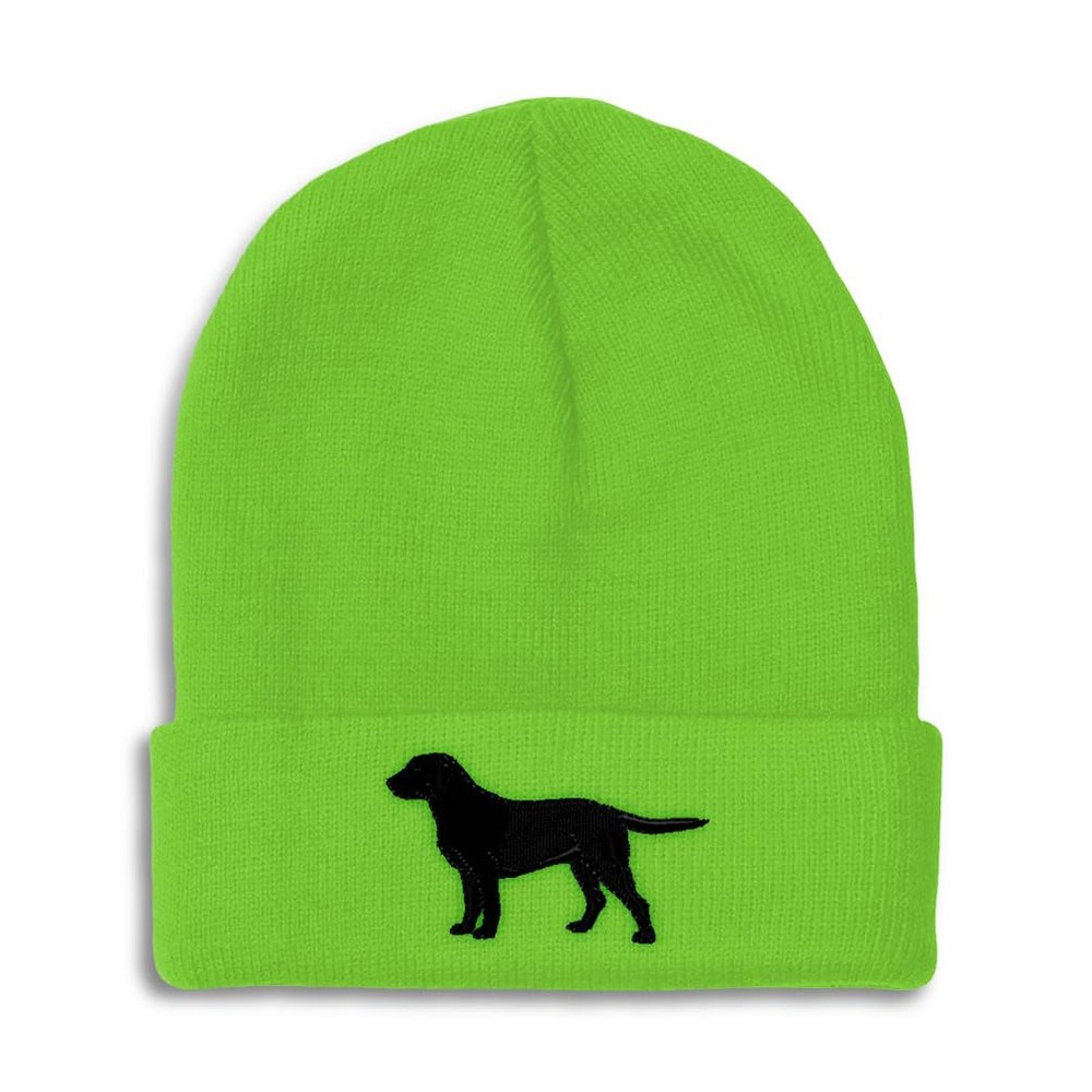 Speedy Pros Beanies for Men Black Labrador Retriever Lab Embroidery Skull Cap Winter Hats for Women Acrylic One Size Lime Design Only