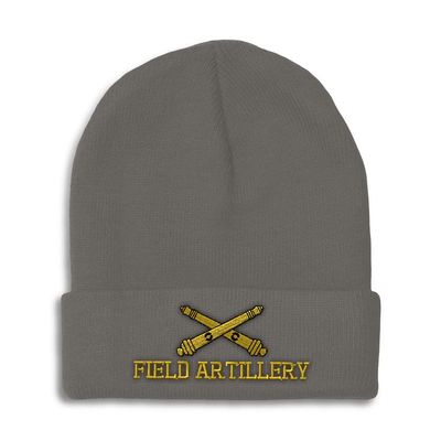 Beanies for Men Us Army Field Artillery A Embroidery Army Us Army Winter Hats for Women Acrylic Skull Cap 1 Size Dark Grey Design Only