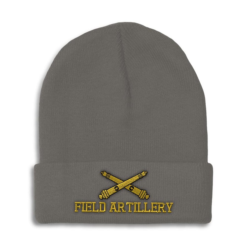 Beanies for Men Us Army Field Artillery A Embroidery Army Us Army Winter Hats for Women Acrylic Skull Cap 1 Size Dark Grey Design Only