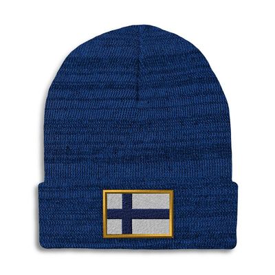 Speedy Pros Beanies for Men Finland Embroidery Europe Winter Hats for Women Acrylic Skull Cap 1 Size Heather Royal Blue Design Only