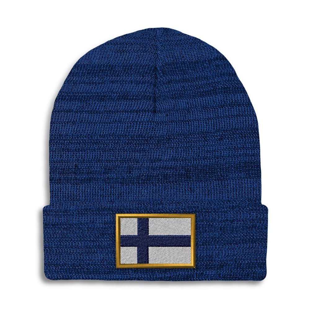 Speedy Pros Beanies for Men Finland Embroidery Europe Winter Hats for Women Acrylic Skull Cap 1 Size Heather Royal Blue Design Only