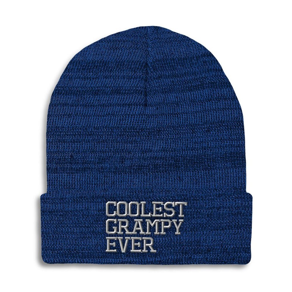 Beanies for Men Coolest Grampy Ever Grandfather Pops Skull Cap Winter Hats for Women Acrylic One Size Heather Royal Blue Design Only