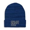 Beanies for Men Coolest Grampy Ever Grandfather Pops Skull Cap Winter Hats for Women Acrylic One Size Heather Royal Blue Design Only view 1