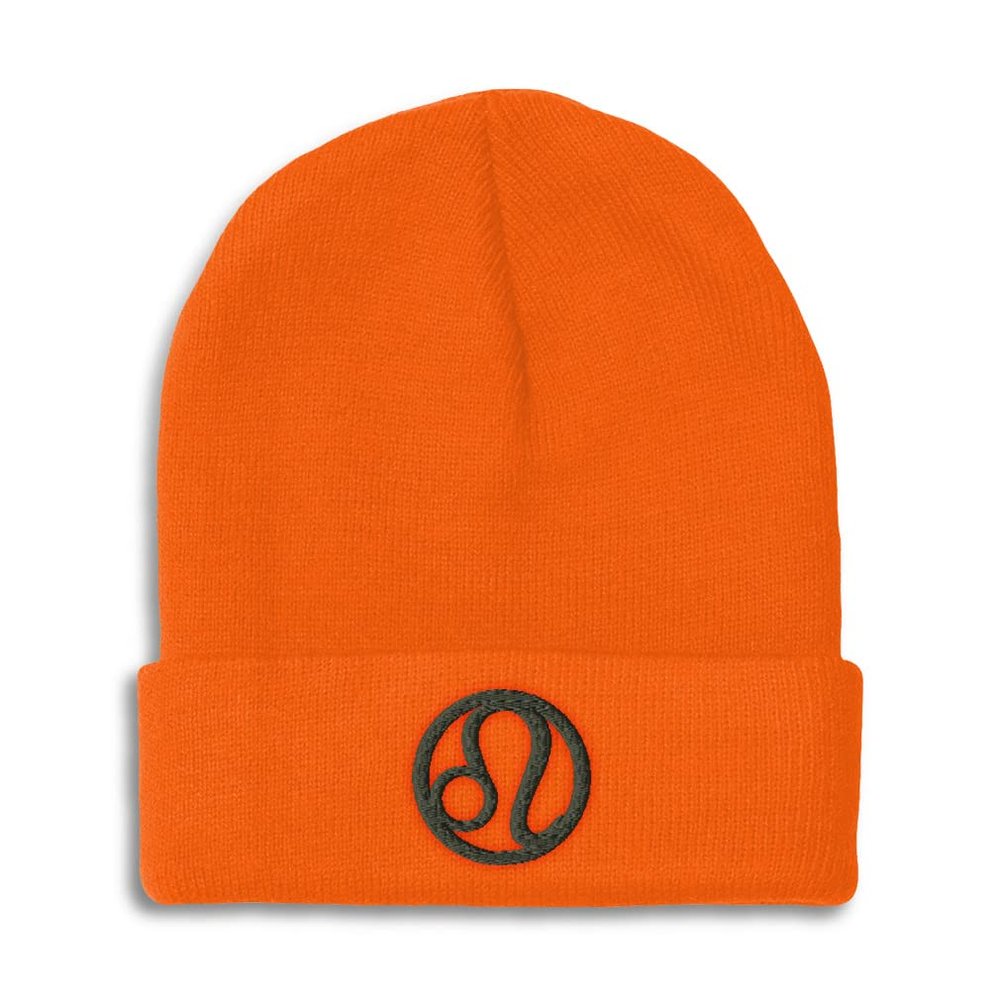 Beanies for Men Leo Embroidery Zodiac Leo Winter Hats for Women Acrylic Skull Cap 1 Size Orange Design Only